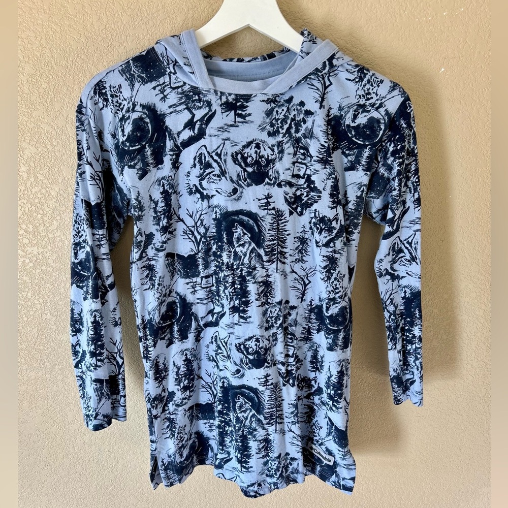 Kids Columbia Long Sleeve Forest Print Tunic Hooded Size L